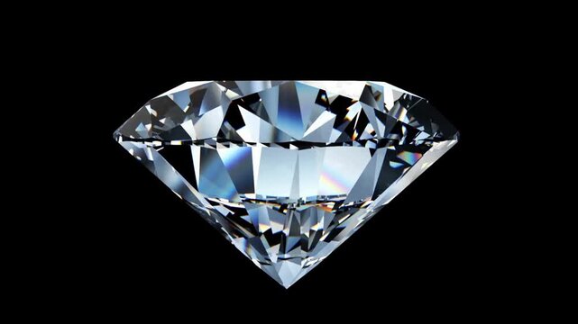 Rotating Brilliant Cut Diamond on Black Background Luxury Jewel 3D