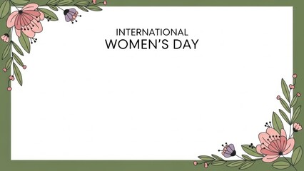 International Women's Day floral border with copy space Media