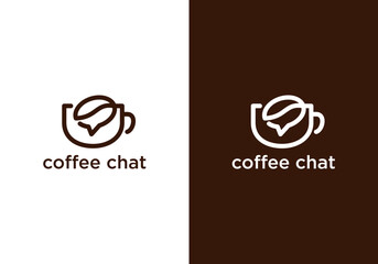 coffee vector logo and speech bubble for coffee chat logo design, cafe logo vector, coffee logo vector design
