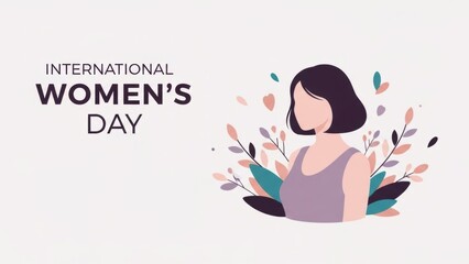 International Women's Day graphic with woman and floral elements, flat design