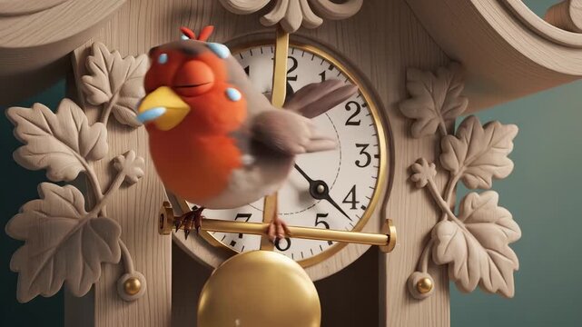 Animated bird on a clock
