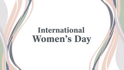 International Women's Day Text with Soft Abstract Waves Background