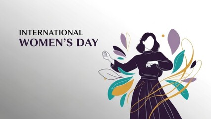 International Women's Day Woman Dancing with Abstract Floral Elements Stock Art