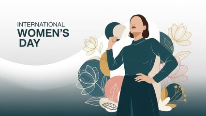 Woman Fist Pump International Women's Day Floral Abstract Graphic