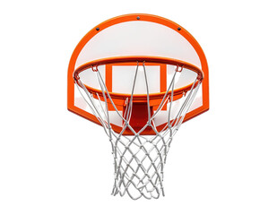 Naklejka premium Close-up view of a basketball hoop and net against a stark black background