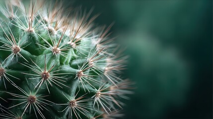Detailed Macro Image of Cactus Texture Highlighting Soft Lighting and Intricate Spines with a Dreamy Background