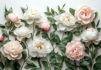 A peony frame template for a card or wedding invitation. A floral background of peonies with space for text. Floral background.