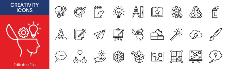 Creativity And Imagination Art Tools Thin Line Icon Set © IconNest