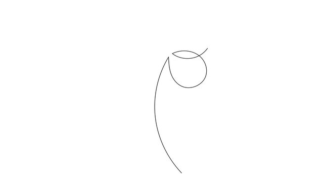 Continuous Single Line Drawing Animation of flowers, Minimalist Monoline Flower Illustration, Simple Linear Flower Line Vector on White Background for Botanical and Nature Design