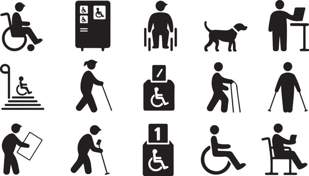 Icons of Accessibility and Disability Awareness Symbols