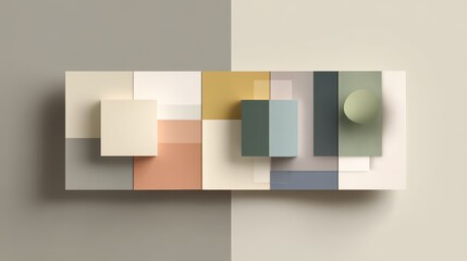 Obraz premium Horizontal brochure design in a minimalist flat geometric style with cover, inner pages, and back panel