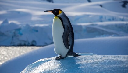 Majestic Emperor Penguin Standing on Ice in a Frozen Wilderness