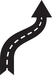 Fototapeta premium Curved road with arrow pointing upwards indicating direction and progress