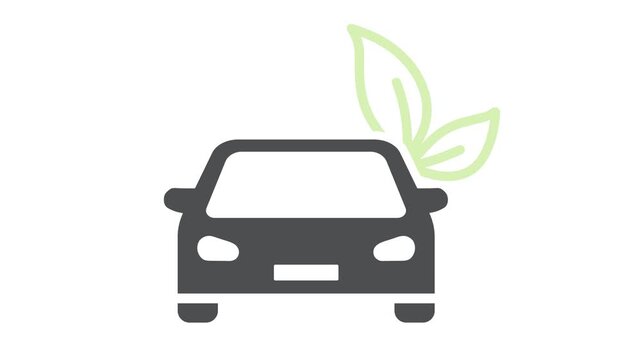 Eco car, logo template. Green leaf and car, sign. 