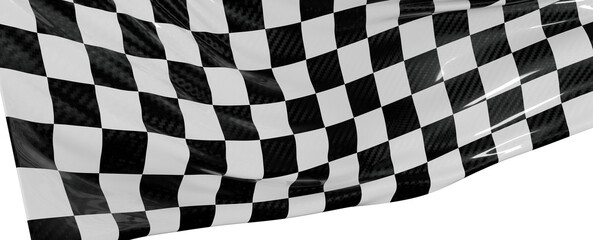 Close up of a checkered flag waving in the wind. Race finish line flag background for speed,...