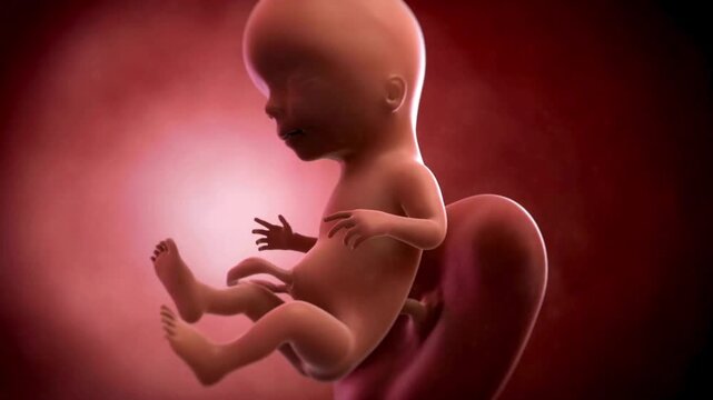 Fetus at 13 Weeks Development in Womb Detailed Medical Animation