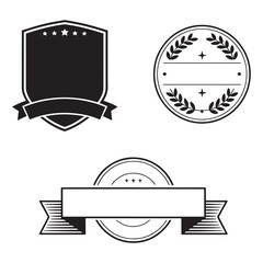 Classic badge and seal collection with ribbons and laurel wreaths