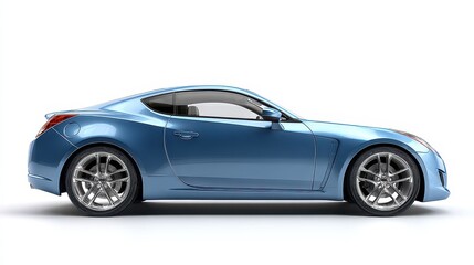 Naklejka premium Side profile of a generic European sport coupe on a pristine white background