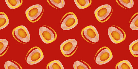 egg seamless pattern background, eggs vector illustration. boiled egg seamless pattern background. suitable for food packaging with breakfast-themed background.