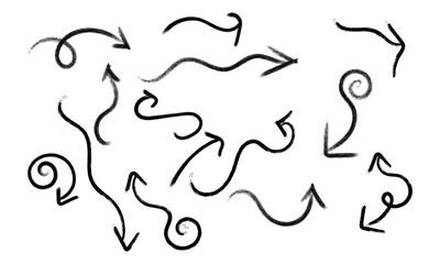 A collection of hand-drawn sketchy arrows pointing in different directions