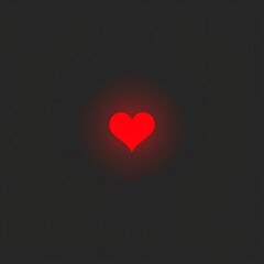 A grayscale image with a single red heart glowing softly symbolic Valentine art