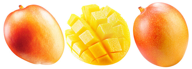 Mango slices isolated on white background