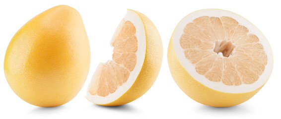 Pomelo fruit isolated on white background as package design element