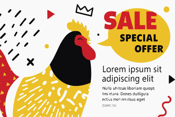 Rooster Sale Poster with Abstract Background