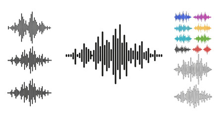 Various waveform visualizations in grayscale and colorful representations