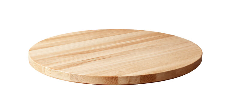 Round light-colored wooden kitchen surface