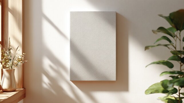 Photographic Mock-Up: 8x10 Portrait Canvas Hanging in Soft Daylight