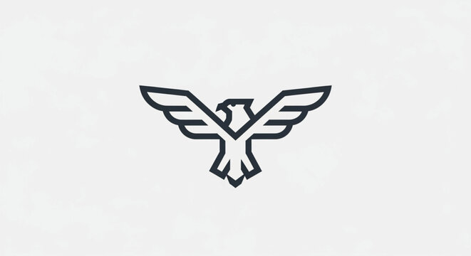 Minimal eagle wings logo with clean line design and symmetrical form. Ideal for corporate branding, security companies, aviation, defense, technology startups, and professional services. 