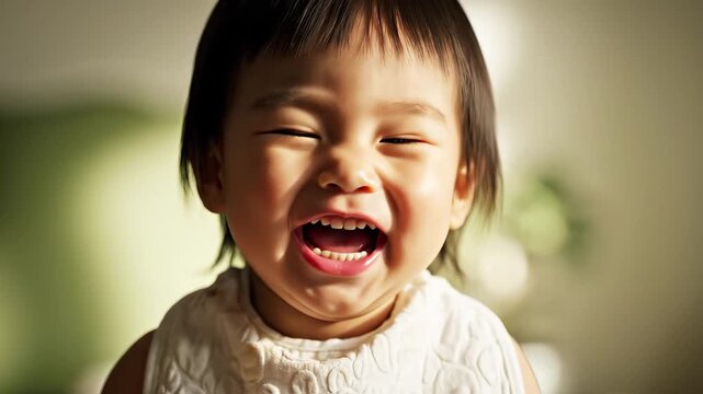 Laughing child with open mouth