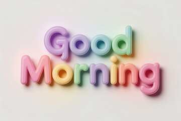 Colorful Good Morning 3D Text with Pastel Colors