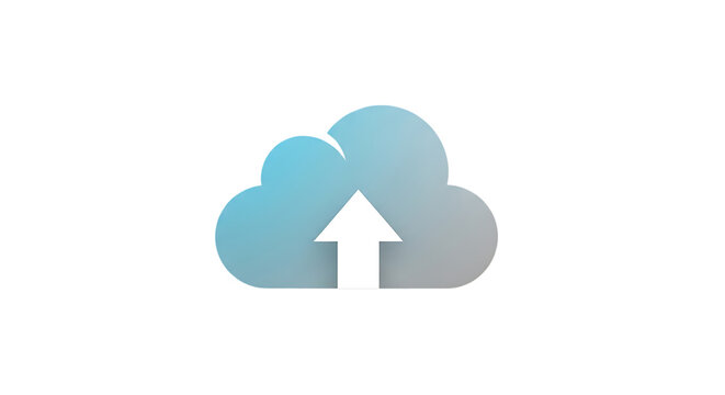 Cloud icon with white arrow pointing up isolated on transparent background