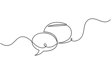 Obraz premium Speech bubble continuous one line art drawing for modern communication and minimalist chat icon design