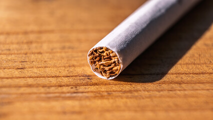 Detailed macro shot of a single cigarette