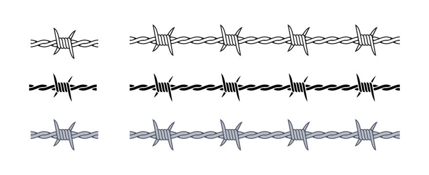 barbed wire frame border set.eps