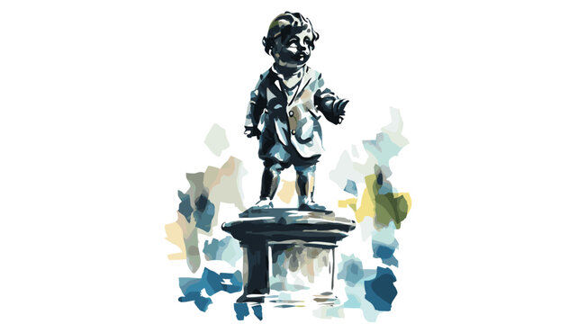 Manneken Pis. Manneken Pis watercolor vector illustration