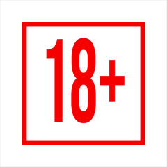 Obraz premium Red Square with 18 Plus Symbol Inside