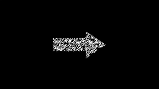 Transparent scribble grunge arrow animation on black background with alpha channel