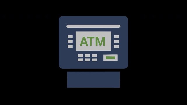 Stylized vector illustration of an automated teller machine offering convenient banking services and essential financial transactions for modern money management