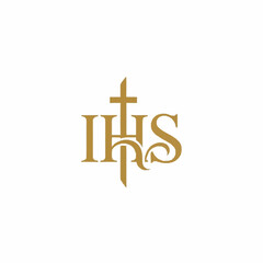 Fototapeta premium IHS monogram with cross symbol representing Jesus Christ.
