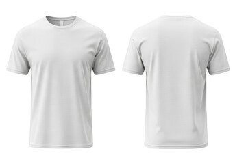 Fototapeta premium Front and back view of a plain white tshirt isolated on transparent background