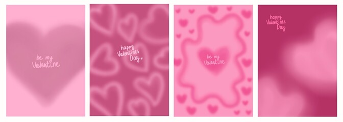 Valentine's day greeting card, poster collection. Pastel love flyer template, poster, ad, wallpaper, background, cover, banner design set.