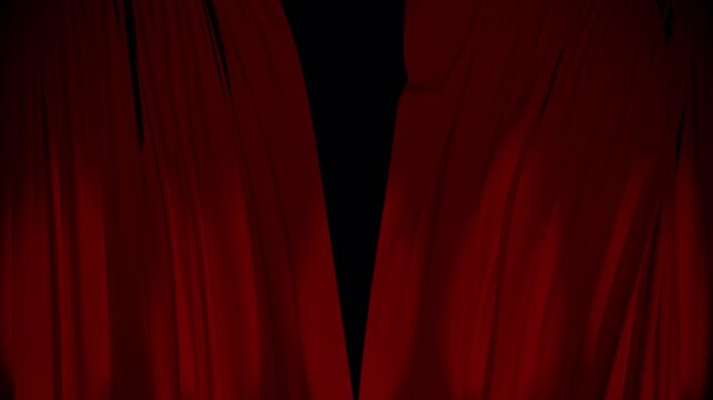 Red Theatre Curtain Opening to Reveal Transparent Alpha Background