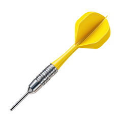 A bright yellow dart with a silver tip against a black background