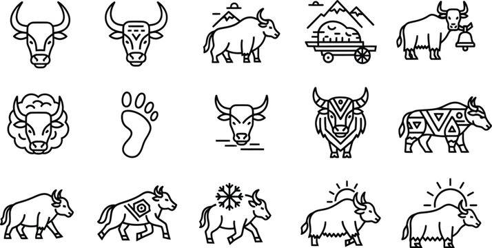 Prehistoric cave paintings of various animals and symbols