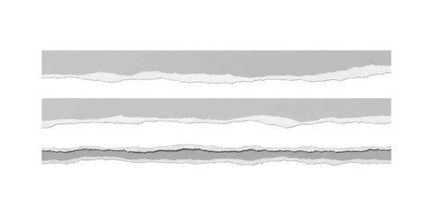 Fototapeta premium Ripped paper strips in shades of gray for backgrounds and design elements