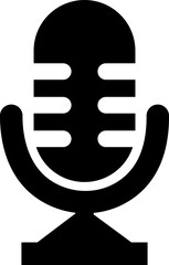 Fototapeta premium Microphone Audio Equipment Black Flat Style Vector Icon Sound Recording Symbol and Music Podcast Outline Graphic Group Featuring Mic, Headset and Earphone